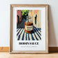 Hoisin Sauce – Italian Outdoor Café Scene, Larder Art, in wooden frame leaning on the floor