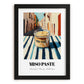 Miso Paste – Italian Street Café Scene, Dry Goods Painting, in sleek black frame