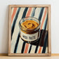 Miso Paste – on Striped Tablecloth, Larder Wall Art, no-text version framed in wood