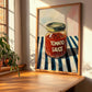 Tomato Sauce – on Striped Tablecloth, Grocery Still Life, clean layout with no caption