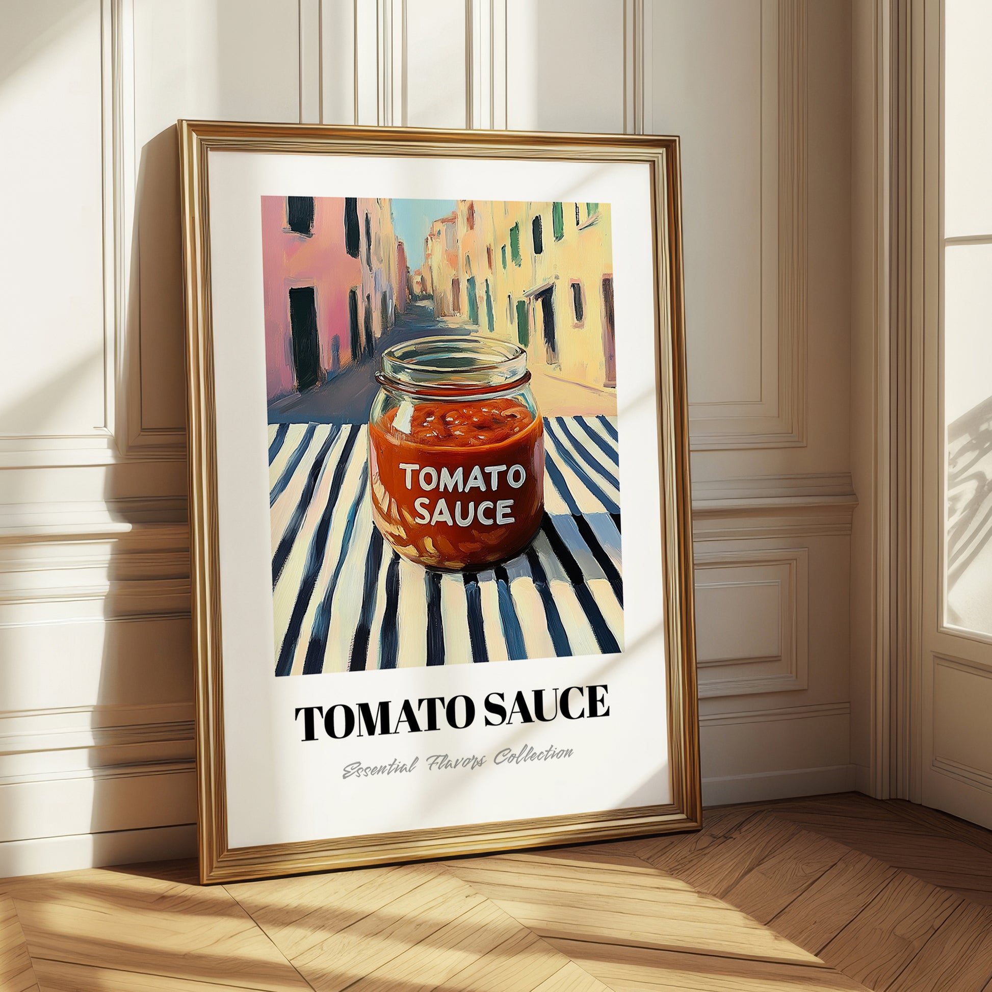 Tomato Sauce – Italian Street Café Scene, Grocery Wall Illustration