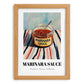Marinara Sauce – on Striped Tablecloth, Grocery Wall Painting, set in oak frame