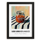 Arrabbiata Sauce – on Striped Tablecloth, Dry Goods Poster, in sleek black frame