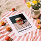 Pomodoro Sauce – on Striped Tablecloth, Grocery Wall Decor, unframed on coastal sand