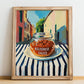 Bolognese Sauce – Italian Street Café Scene, Pantry Print, no-text version framed in wood