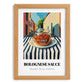 Bolognese Sauce – Italian Street Café Scene, Pantry Print, set in oak frame