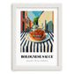 Bolognese Sauce – Italian Street Café Scene, Pantry Print, placed in minimal white frame