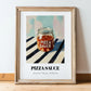 Pizza Sauce – on Striped Tablecloth, Food Stash Wall Decor, in wooden frame leaning on the floor