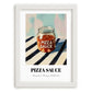 Pizza Sauce – on Striped Tablecloth, Food Stash Wall Decor, placed in minimal white frame
