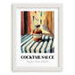 Cocktail Sauce – Italian Café on the Corner, Pantry Illustration, placed in minimal white frame
