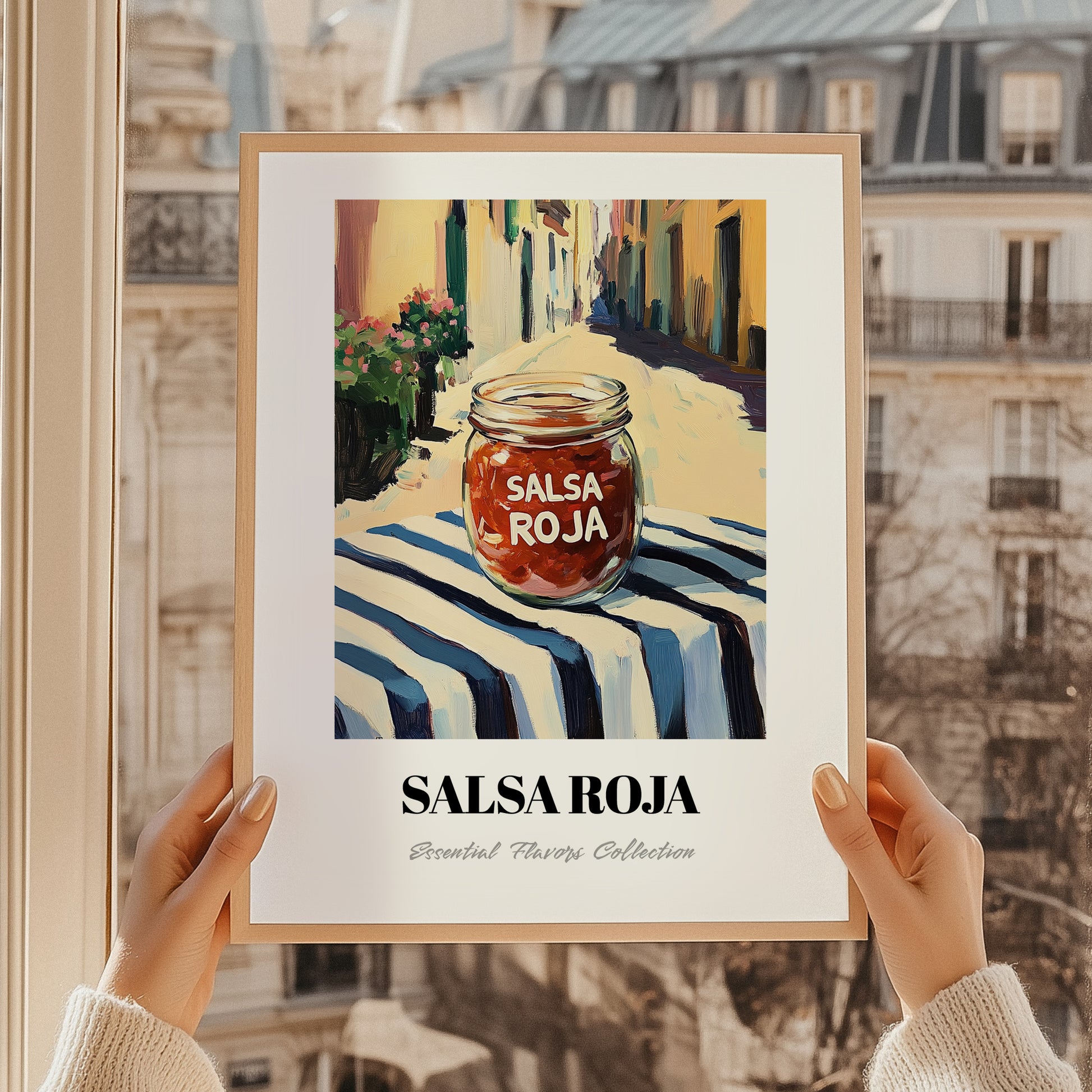 Salsa Roja – Italian Street Café Scene, Pantry Illustration, styled in a charming Paris street view