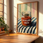 Enchilada Sauce – on Striped Tablecloth, Grocery Still Life, clean layout with no caption