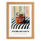 Enchilada Sauce – on Striped Tablecloth, Grocery Still Life, set in oak frame
