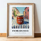 Enchilada Sauce – Italian Outdoor Café Scene, Food Stash Wall Art, in wooden frame leaning on the floor