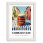 Enchilada Sauce – Italian Outdoor Café Scene, Food Stash Wall Art, placed in minimal white frame