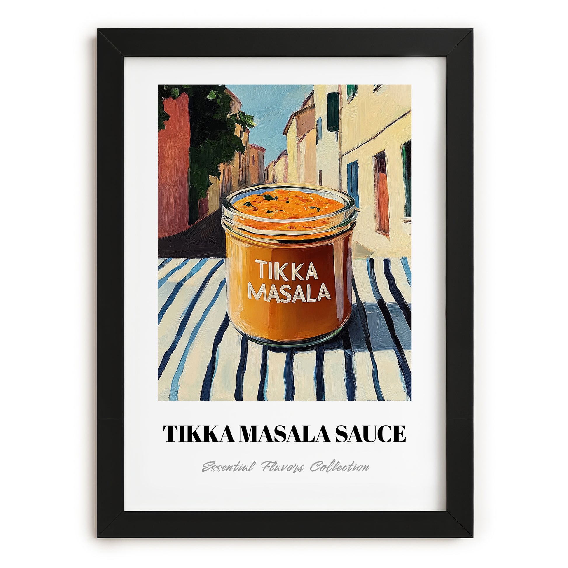 Tikka Masala Sauce – Italian Urban Café Scene, Pantry Poster, in sleek black frame