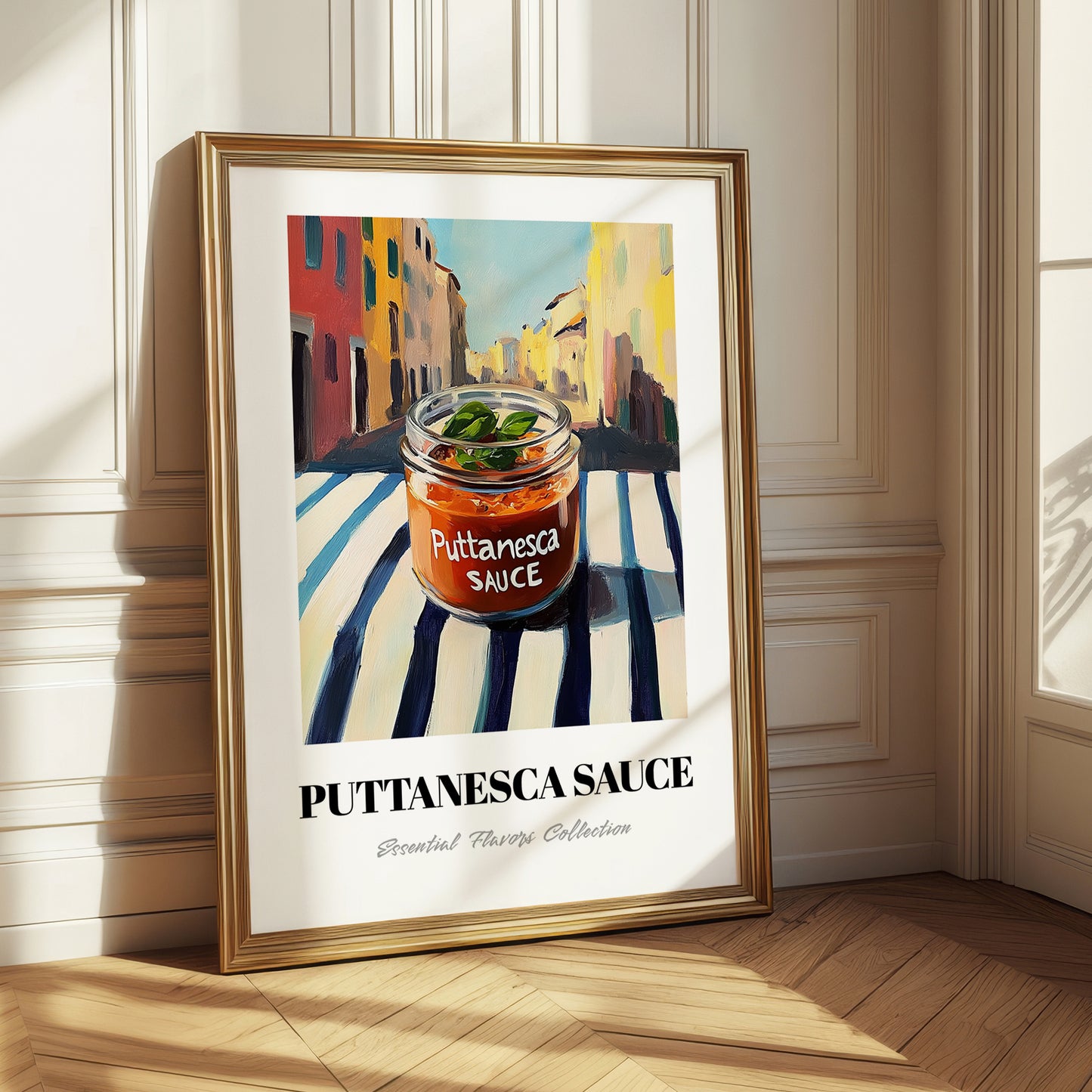 Putanesca Sauce – Italian Outdoor Café Scene, Food Shelf Wall Decor