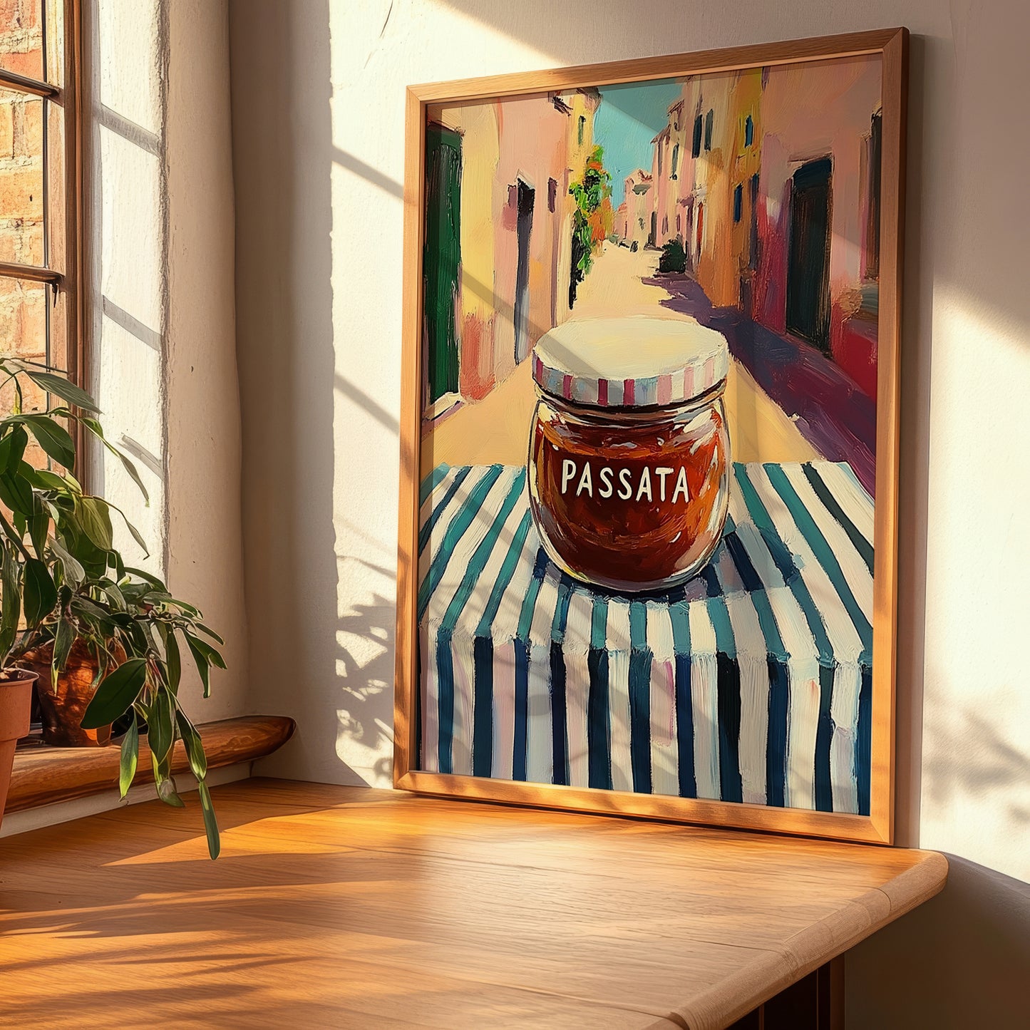 Passata – Italian Street Café Scene, Ingredients Corner Poster, clean layout with no caption