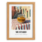 Mustard – Italian Street Café Scene, Pantry Wall Decor, set in oak frame