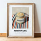 Mayonnaise – on Striped Tablecloth, Ingredients Corner Wall Decor, in wooden frame leaning on the floor