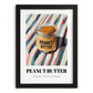 Peanut Butter – on Striped Tablecloth, Food Shelf Still Life, in sleek black frame
