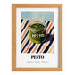 Green Pesto – on Striped Tablecloth, Pantry Print, set in oak frame