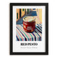 Red Pesto – Italian Café on the Corner, Grocery Still Life, in sleek black frame