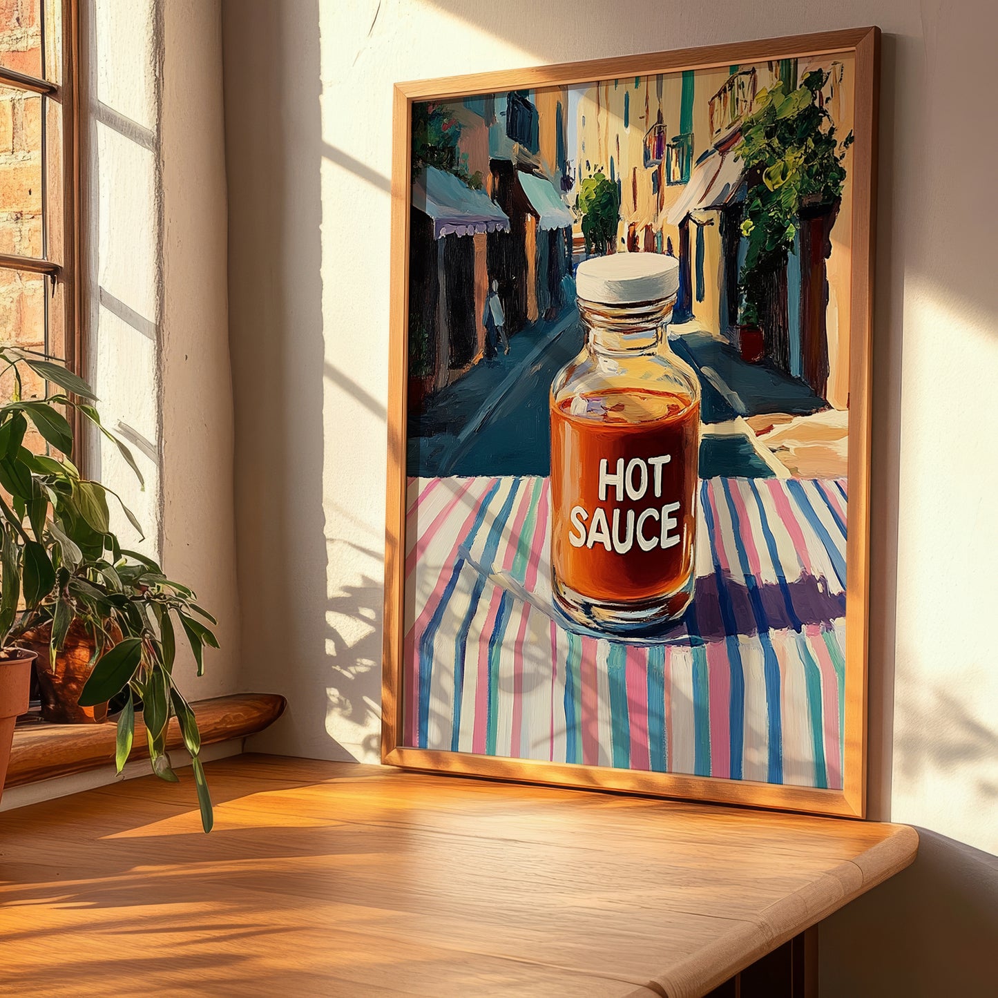 Hot Sauce – Italian Urban Café Scene, Bbq Print, clean layout with no caption