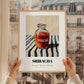 Sriracha – on Striped Tablecloth, Bbq Illustration, styled in a charming Paris street view