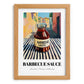 Barbecue Sauce – Italian Street Café Scene, Bbq Illustration, set in oak frame