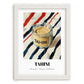 Tahini – on Striped Tablecloth, Grocery Wall Decor, placed in minimal white frame