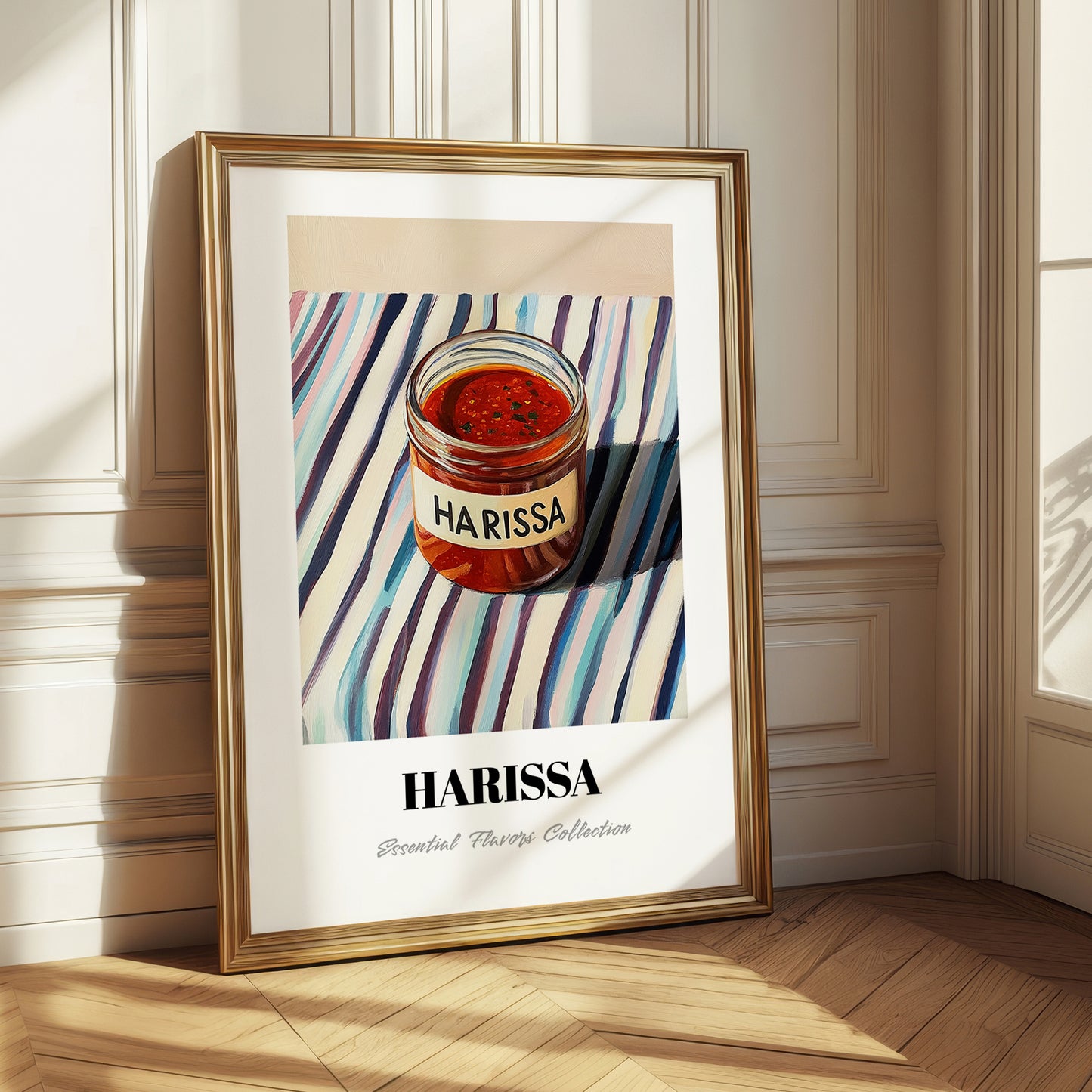 Harissa – on Striped Tablecloth, Pantry Wall Decor