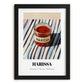Harissa – on Striped Tablecloth, Pantry Wall Decor, in sleek black frame