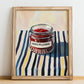Gochujang – on Striped Tablecloth, Pantry Wall Art, no-text version framed in wood