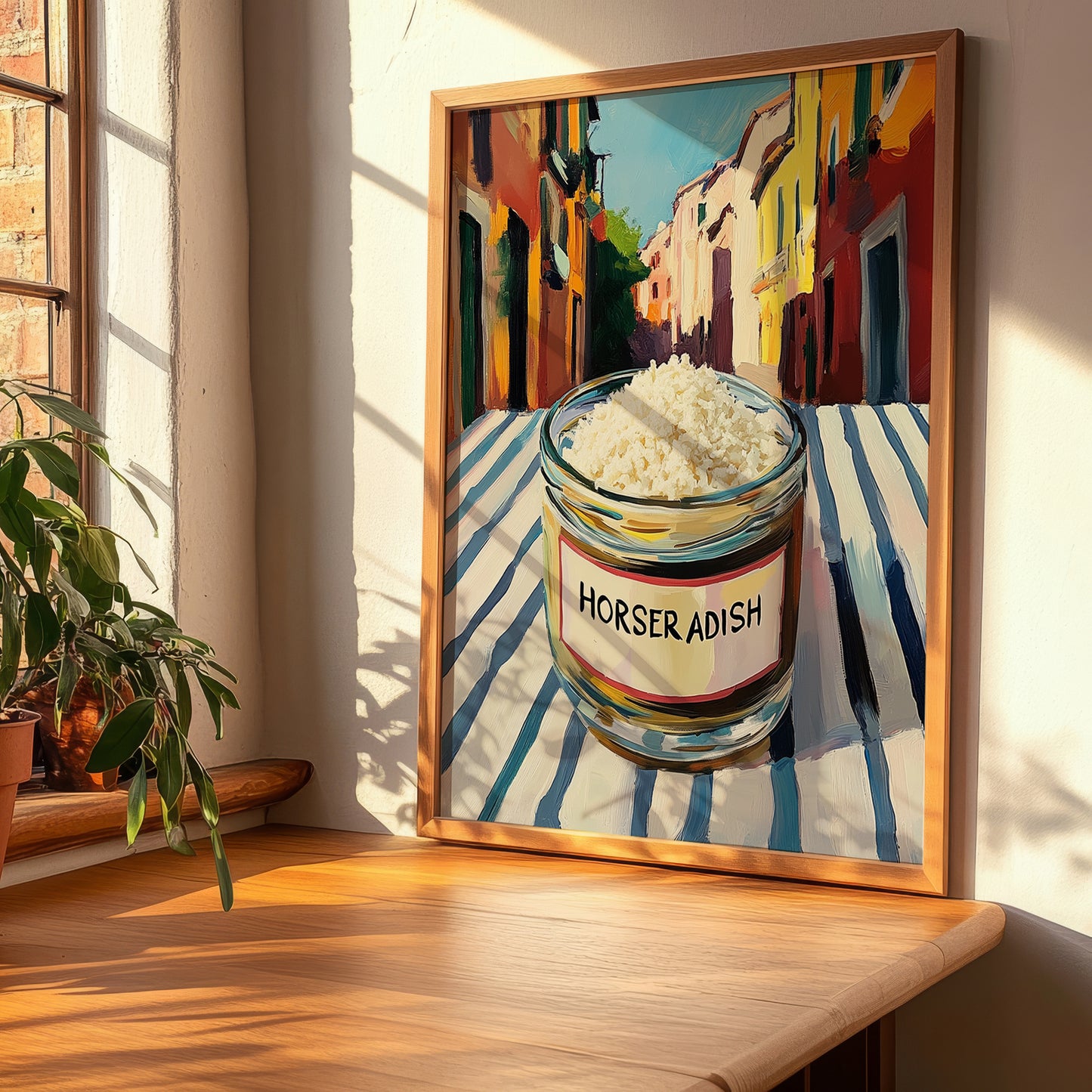 Horseradish – Italian Street Café Scene, Grocery Still Life, clean layout with no caption