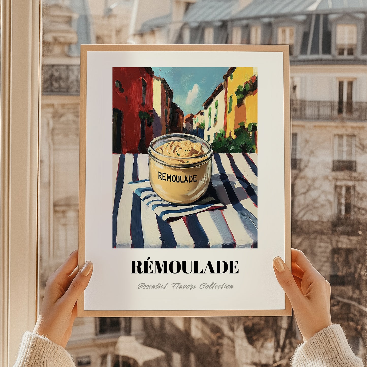 Remoulade – Italian Street Café Scene, Dry Goods Wall Decor, styled in a charming Paris street view