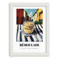 Remoulade – Italian Street Café Scene, Dry Goods Wall Decor, placed in minimal white frame