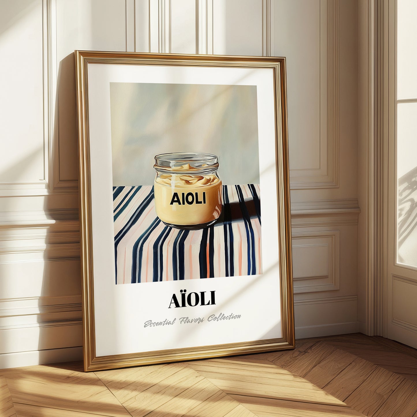 Aioli – on Striped Tablecloth, Kitchen Storage Painting