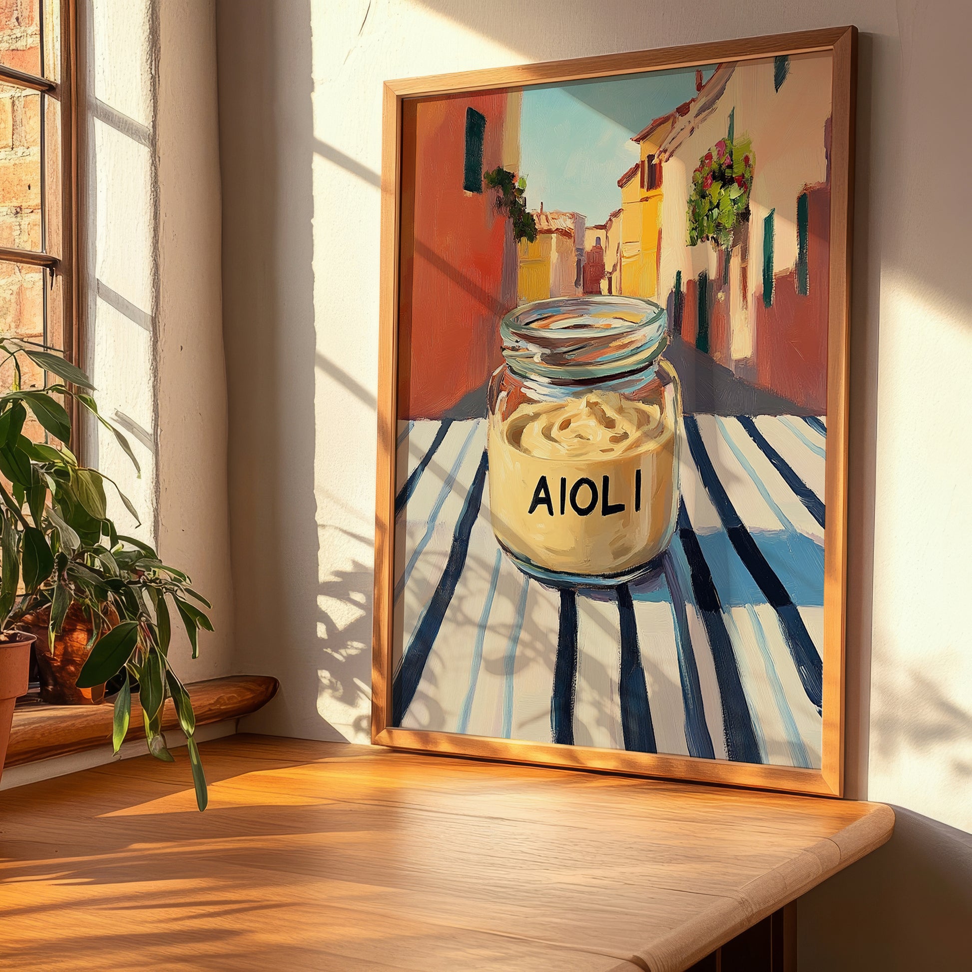 Aioli – Italian Outdoor Café Scene, Grocery Wall Decor, clean layout with no caption