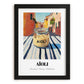 Aioli – Italian Outdoor Café Scene, Grocery Wall Decor, in sleek black frame