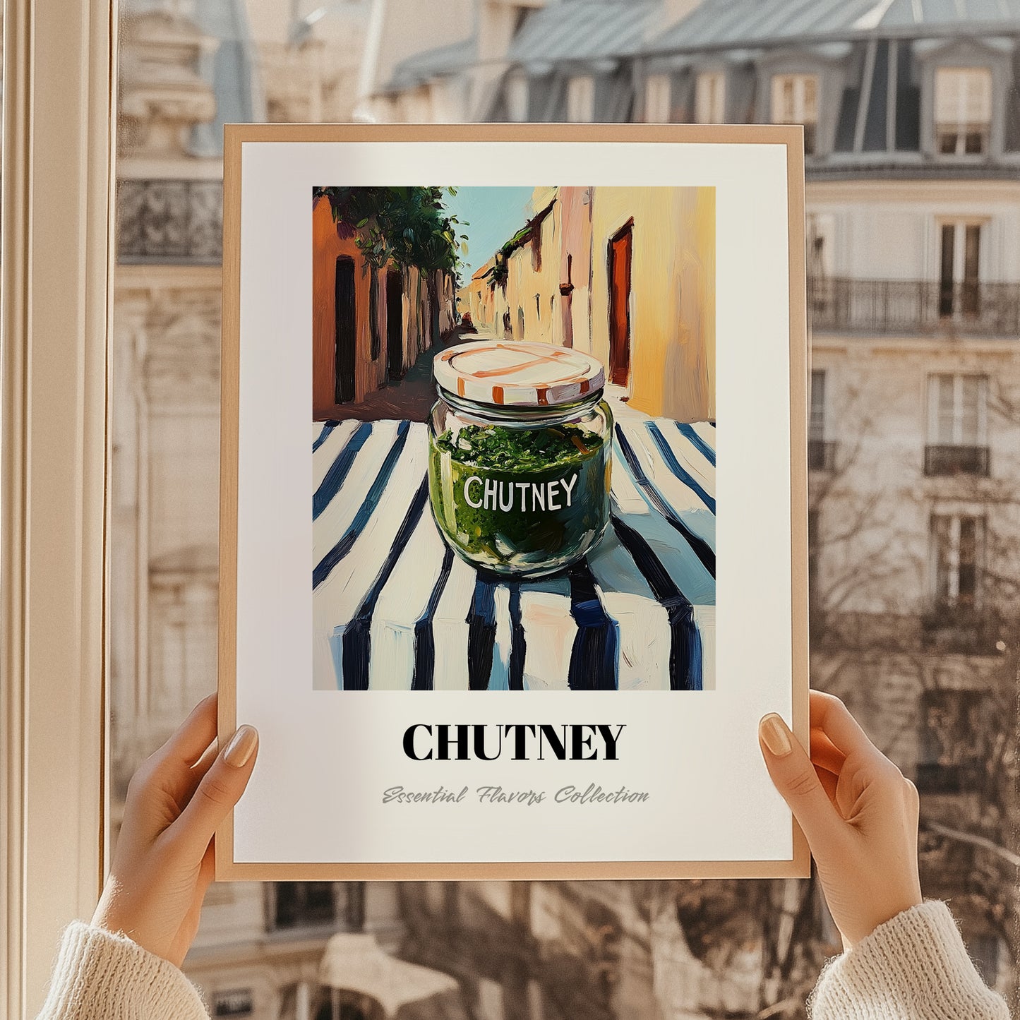 Chutney – Italian Café on the Corner, Food Shelf Illustration, styled in a charming Paris street view