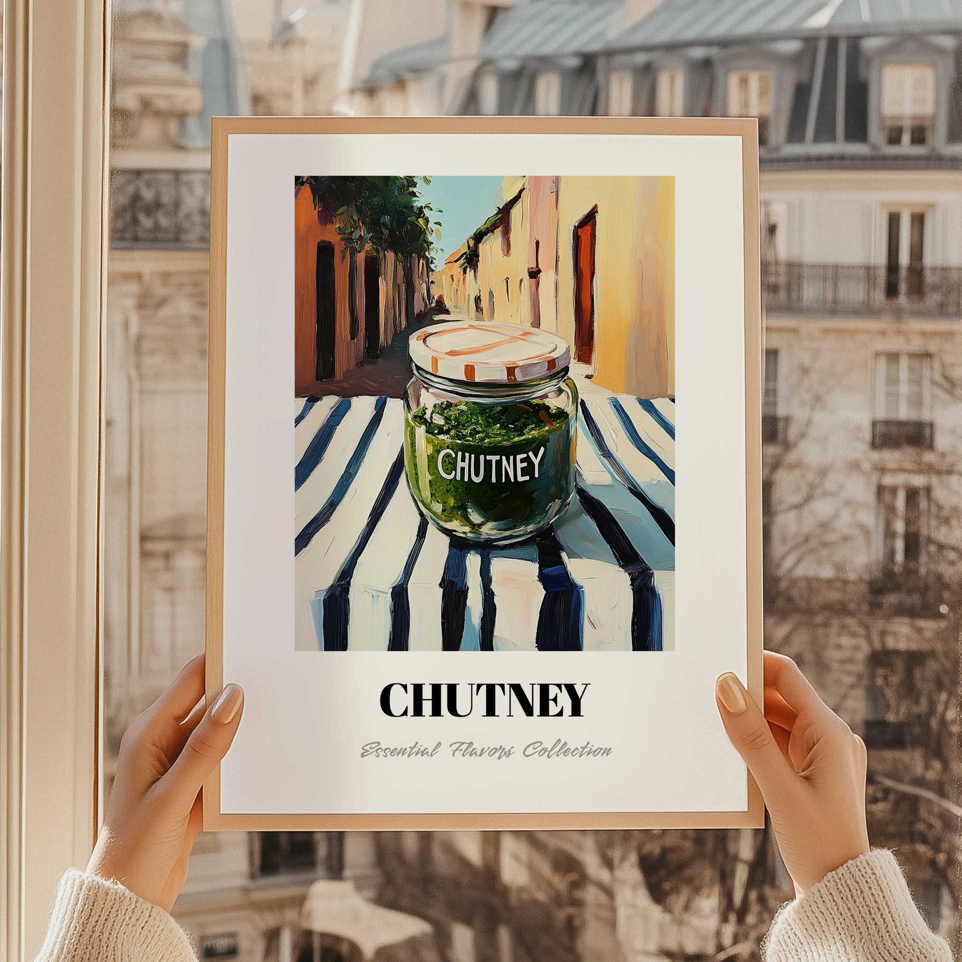 Chutney – Italian Café on the Corner, Food Shelf Illustration, styled in a charming Paris street view