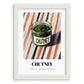 Chutney – on Striped Tablecloth, Dry Goods Still Life, placed in minimal white frame