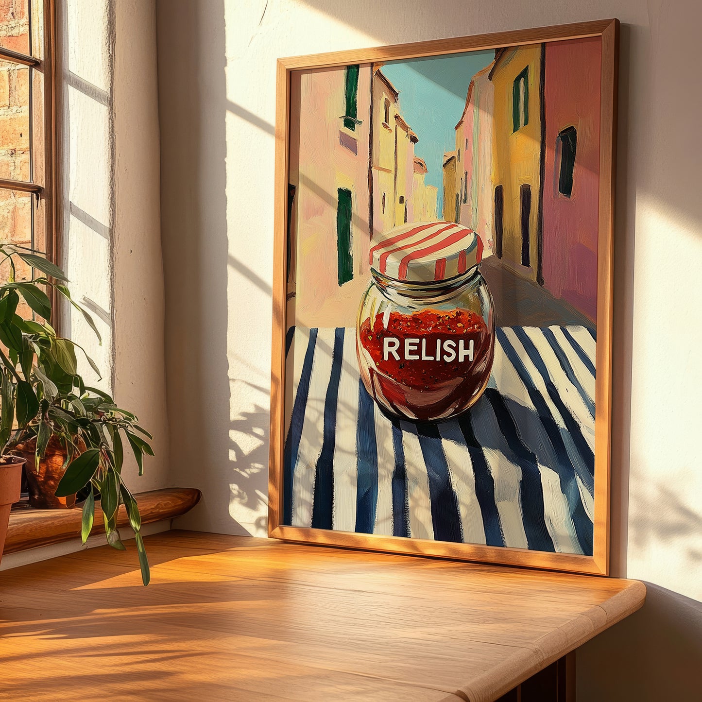 Relish – Italian Outdoor Café Scene, Grocery Still Life, clean layout with no caption