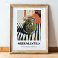 Green Lentils – Italian Café on the Corner, Kitchen Storage Illustration, in wooden frame leaning on the floor