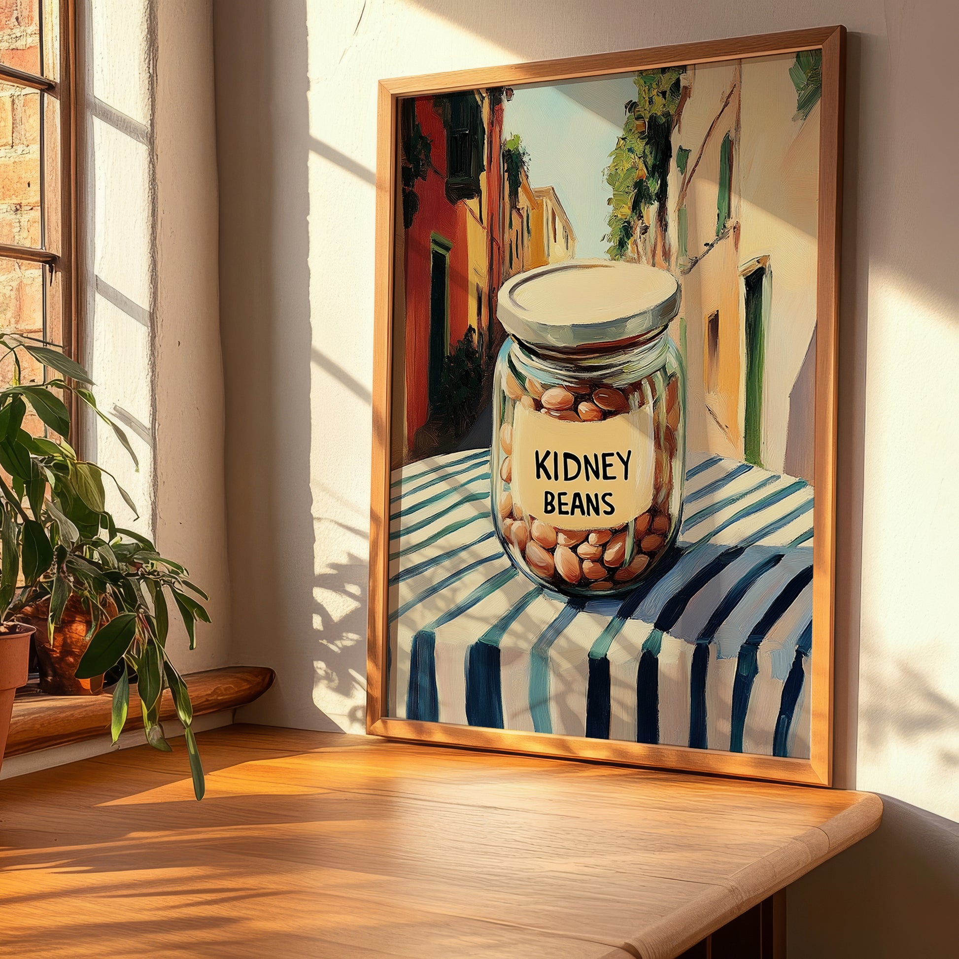 Kidney Beans – Italian Outdoor Café Scene, Food Stash Print, clean layout with no caption