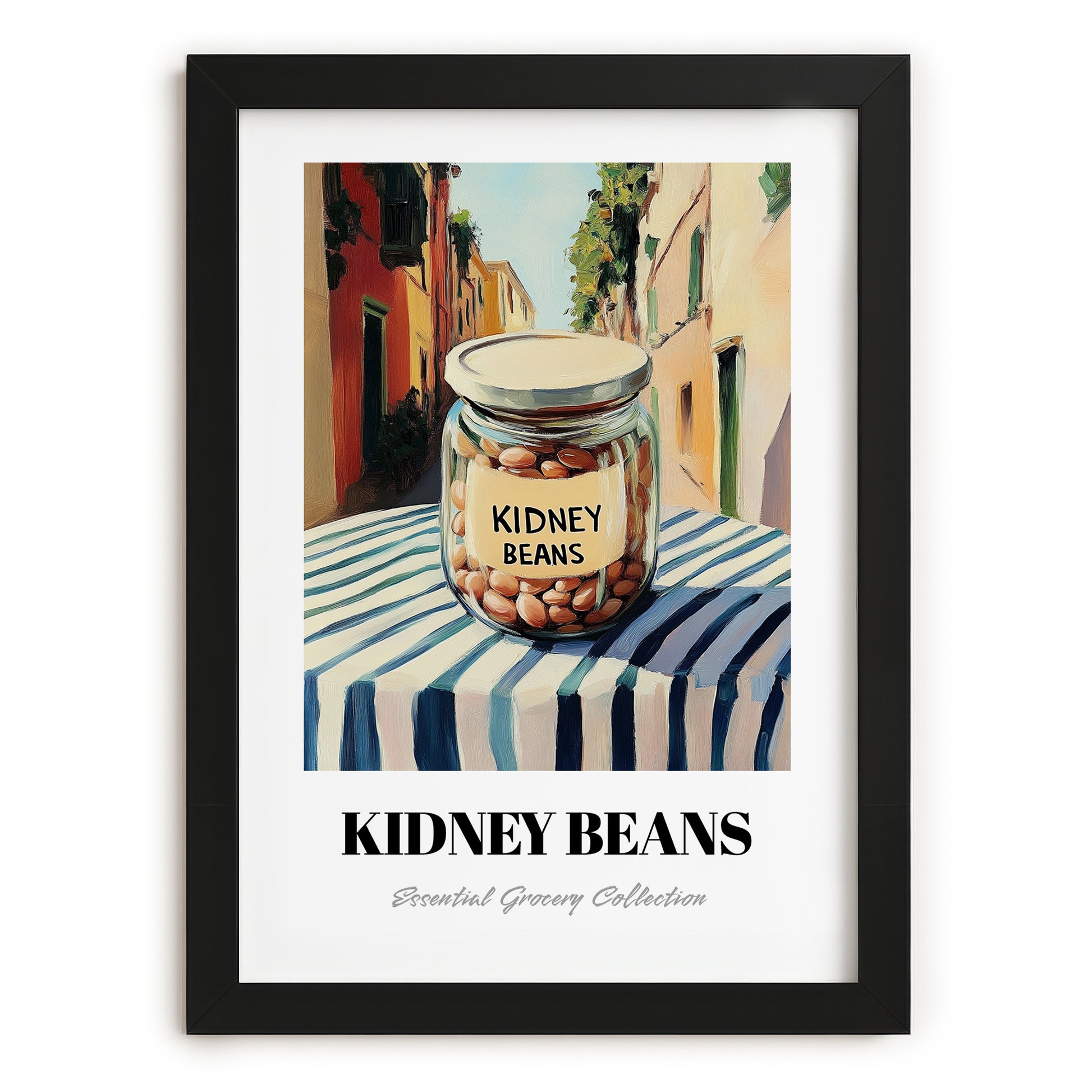 Kidney Beans – Italian Outdoor Café Scene, Food Stash Print, in sleek black frame