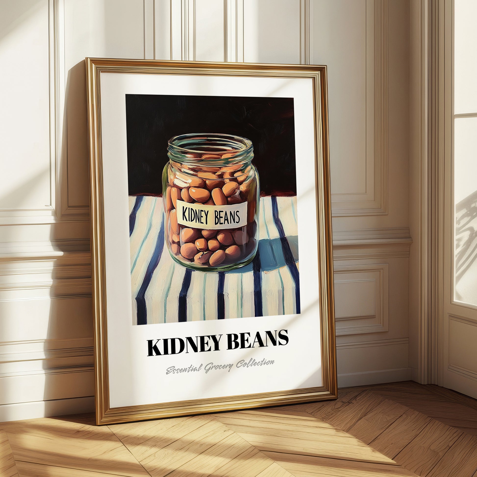 Kidney Beans – on Striped Tablecloth, Shelf Stock Poster