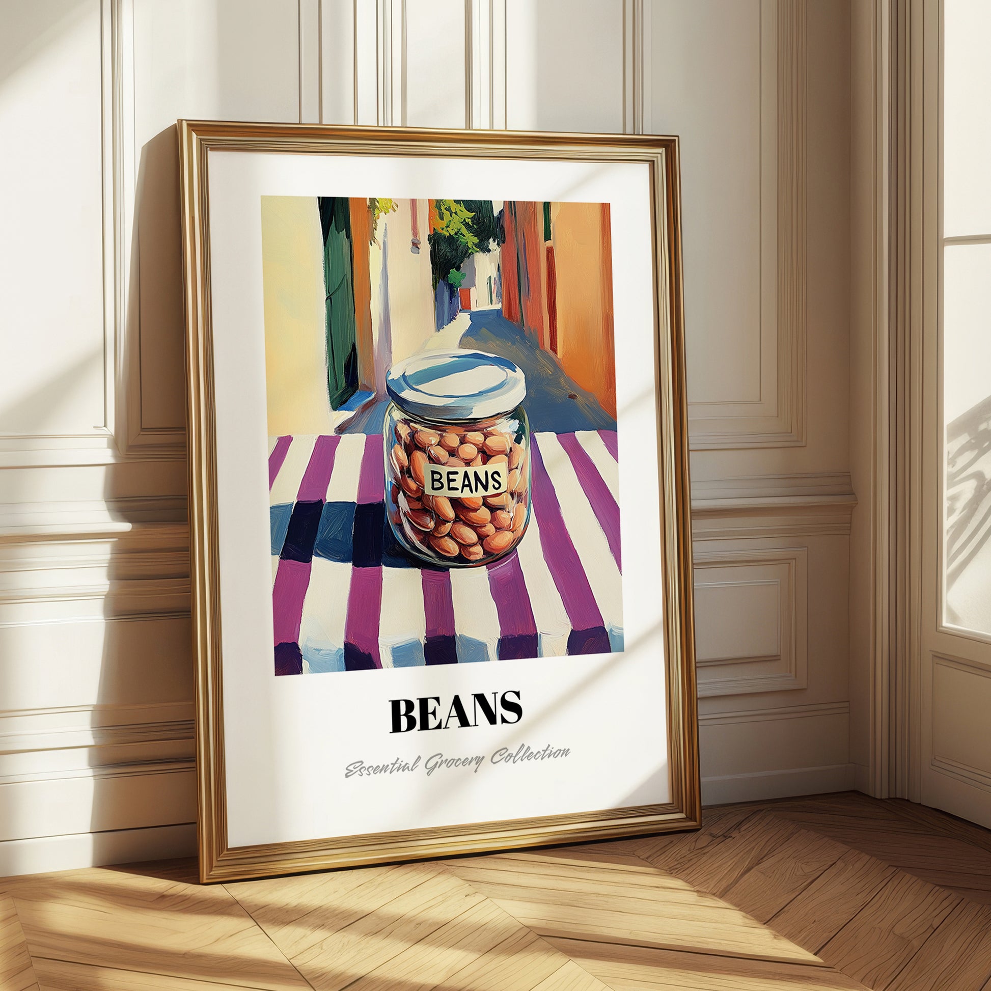 Beans – Italian Café on the Corner, Food Shelf Wall Illustration