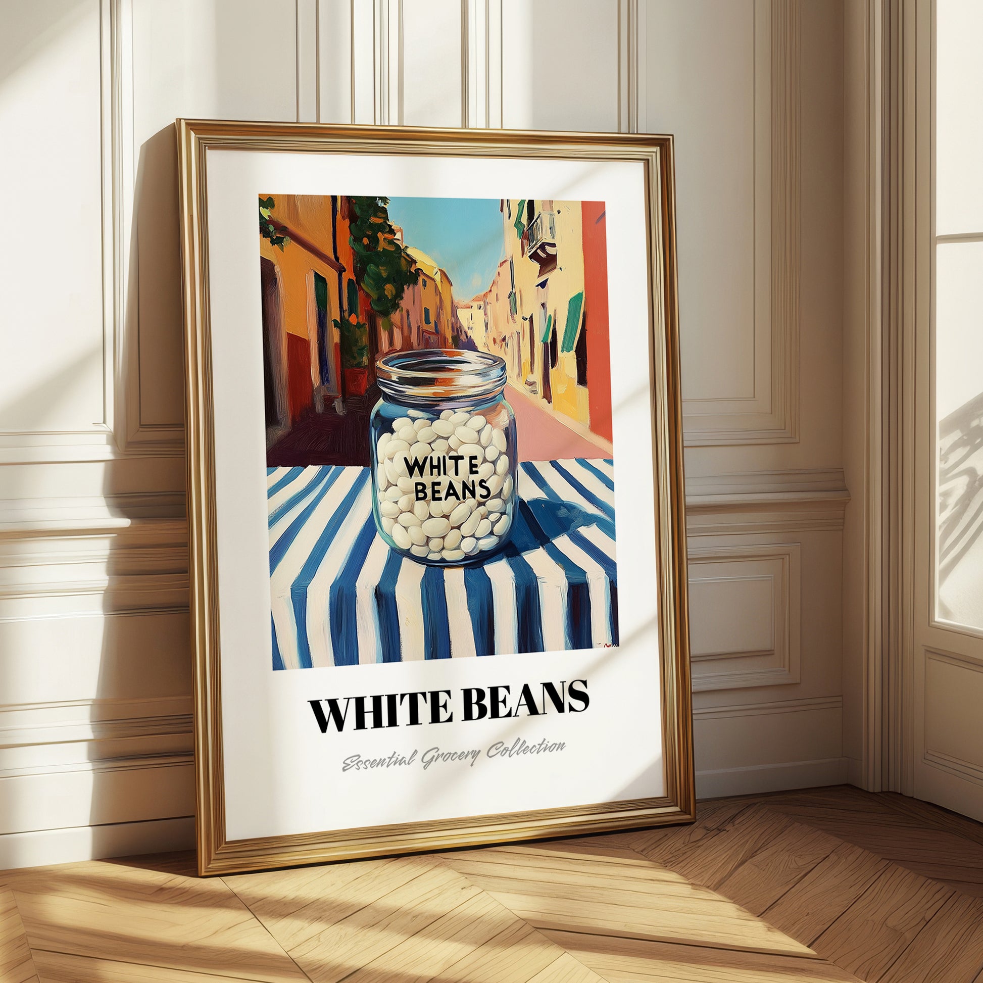 White Beans – Italian Outdoor Café Scene, Food Shelf Wall Decor